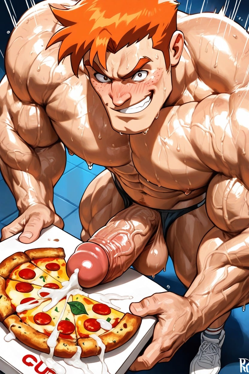 Exposed Abs, Huge Veiny Girthy Cock, Primer Plano Porno gay IA