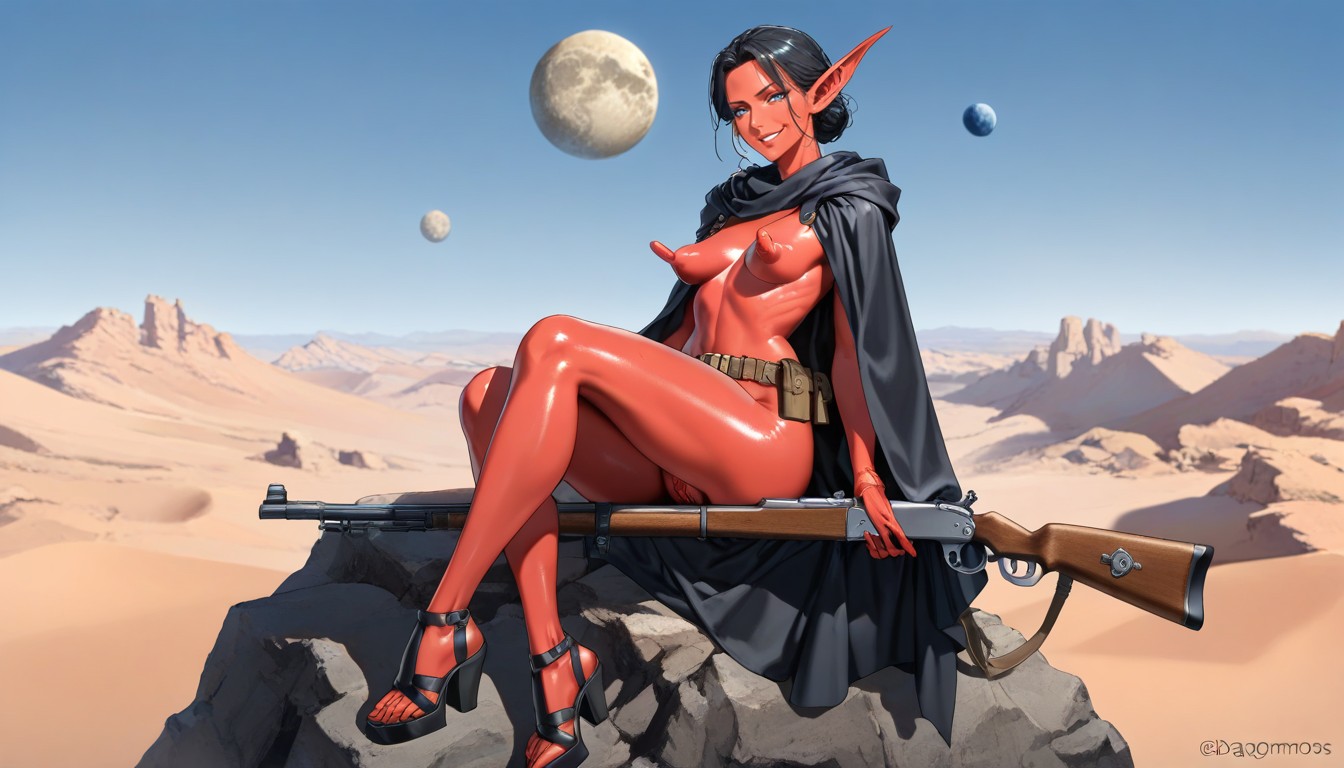 Battle Harness, Puffy Nipples, Barsoomian Nude Woman AI Porn