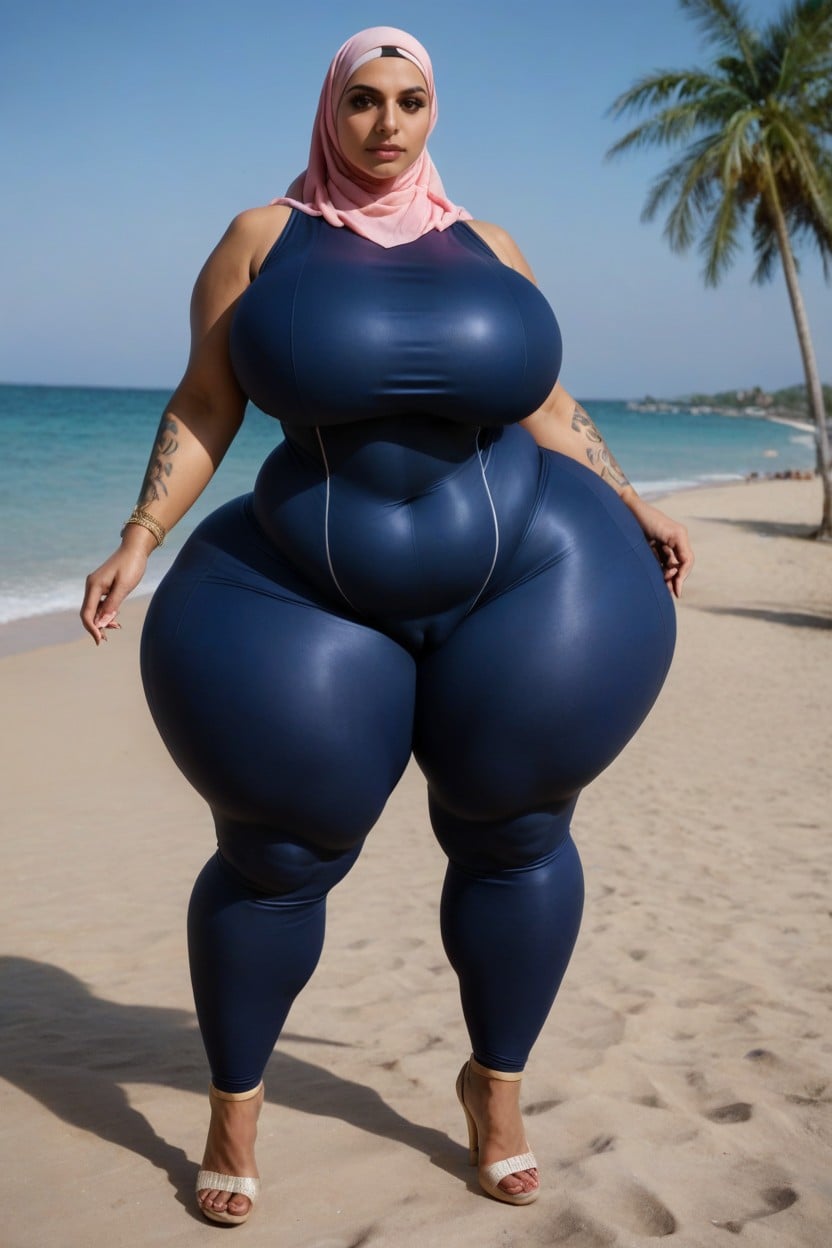 Ssbbw, One-piece Swimsuit, Hips Wider Than Shoulders Large Thighs AI Porn