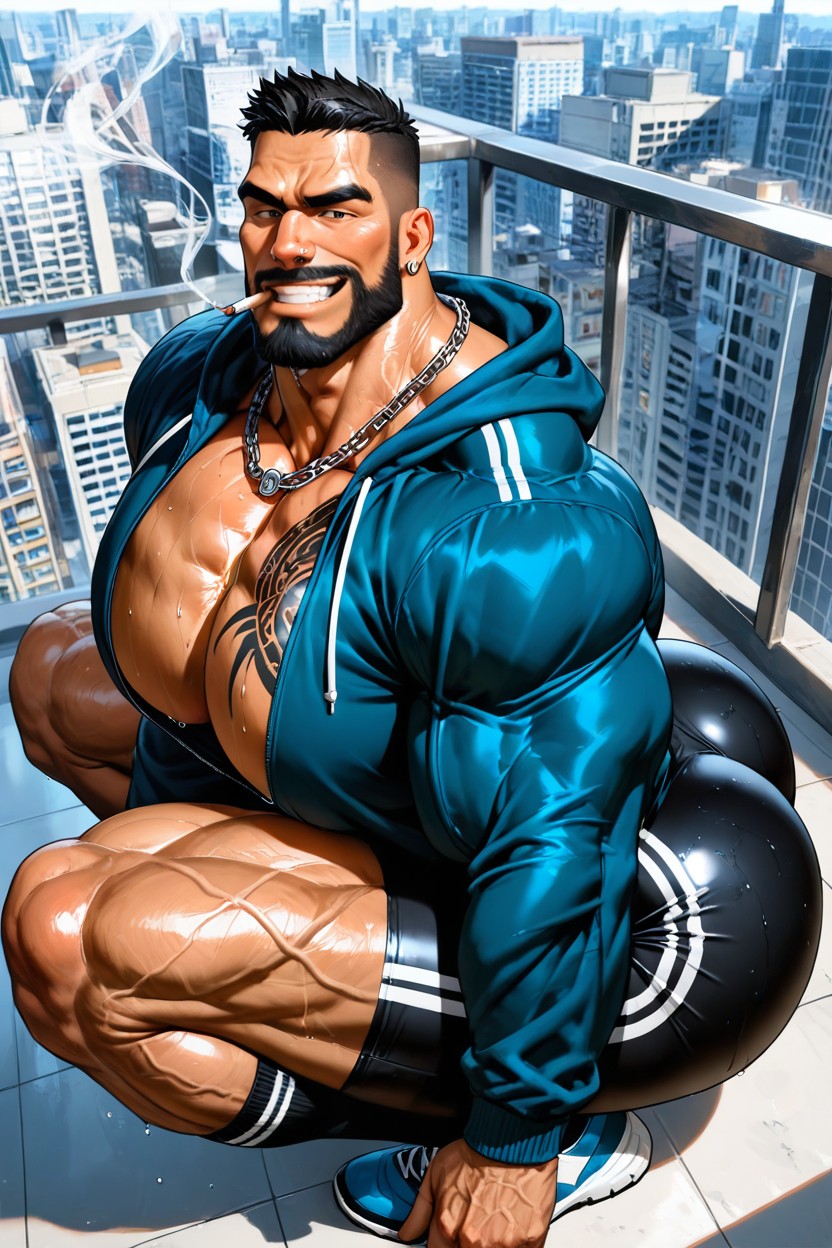 Big Lats, White, Balcony AI Gay Porn
