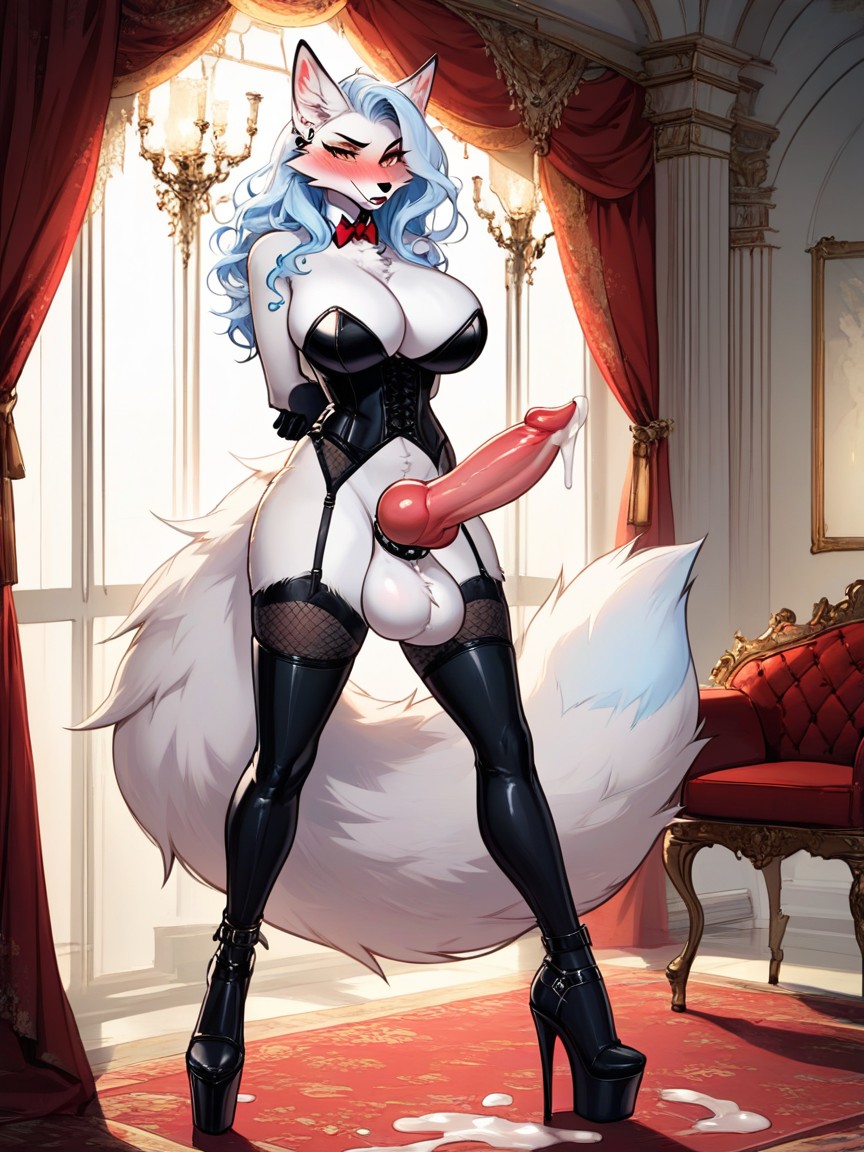 Fishnet Stockings, Corset, Feminine Face Porno IA Furry