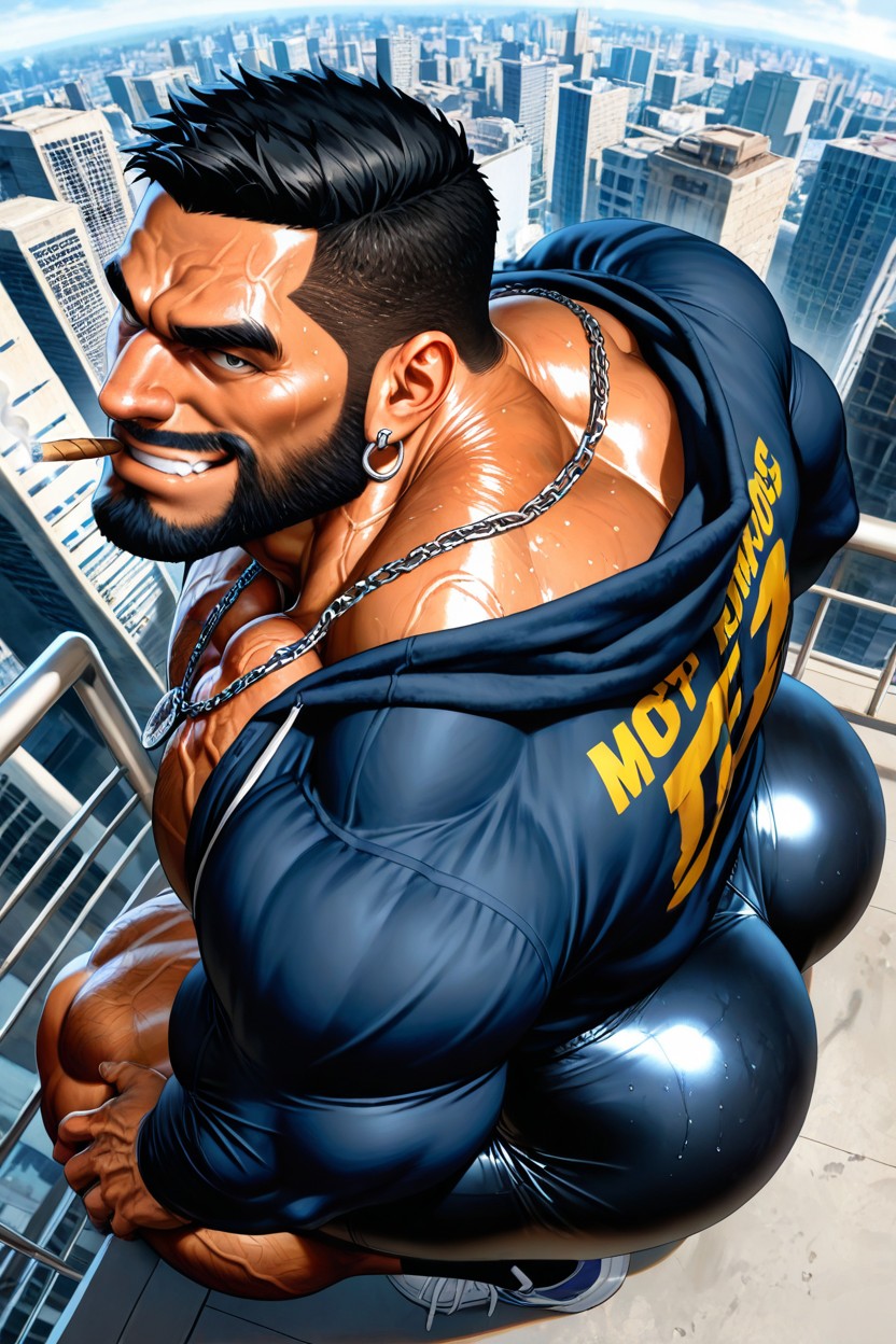 Vascular Muscles, Big Lats, Smug Expression AI Gay Porn