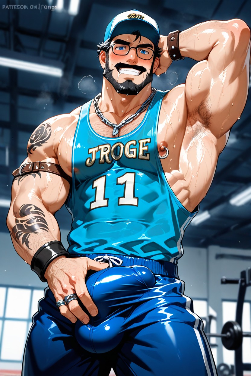 Blushing Face, Sleeve Full Tattoos, Flexing One Arm Porno gay IA