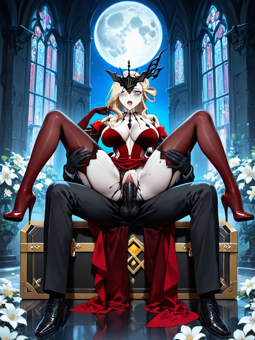 Full Body Image, Night, Sitting Down Legs Spread Hentai AI Porn