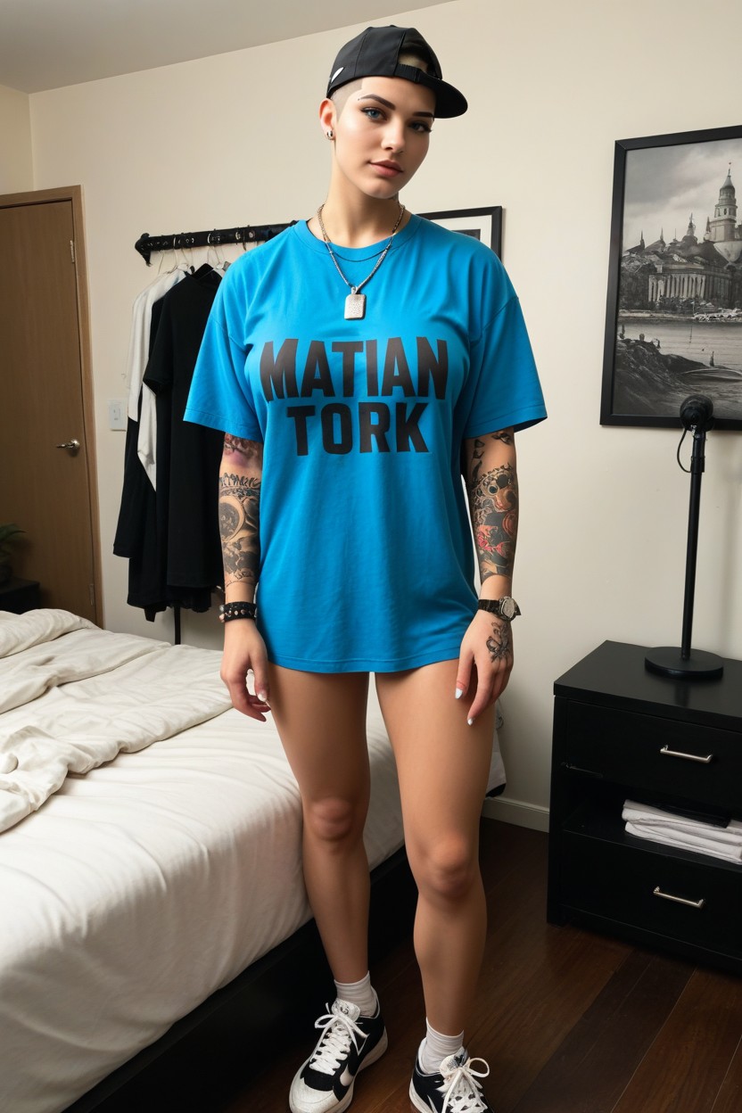 Italian, Very Short Hair, Dragon Tattoos AI Porn
