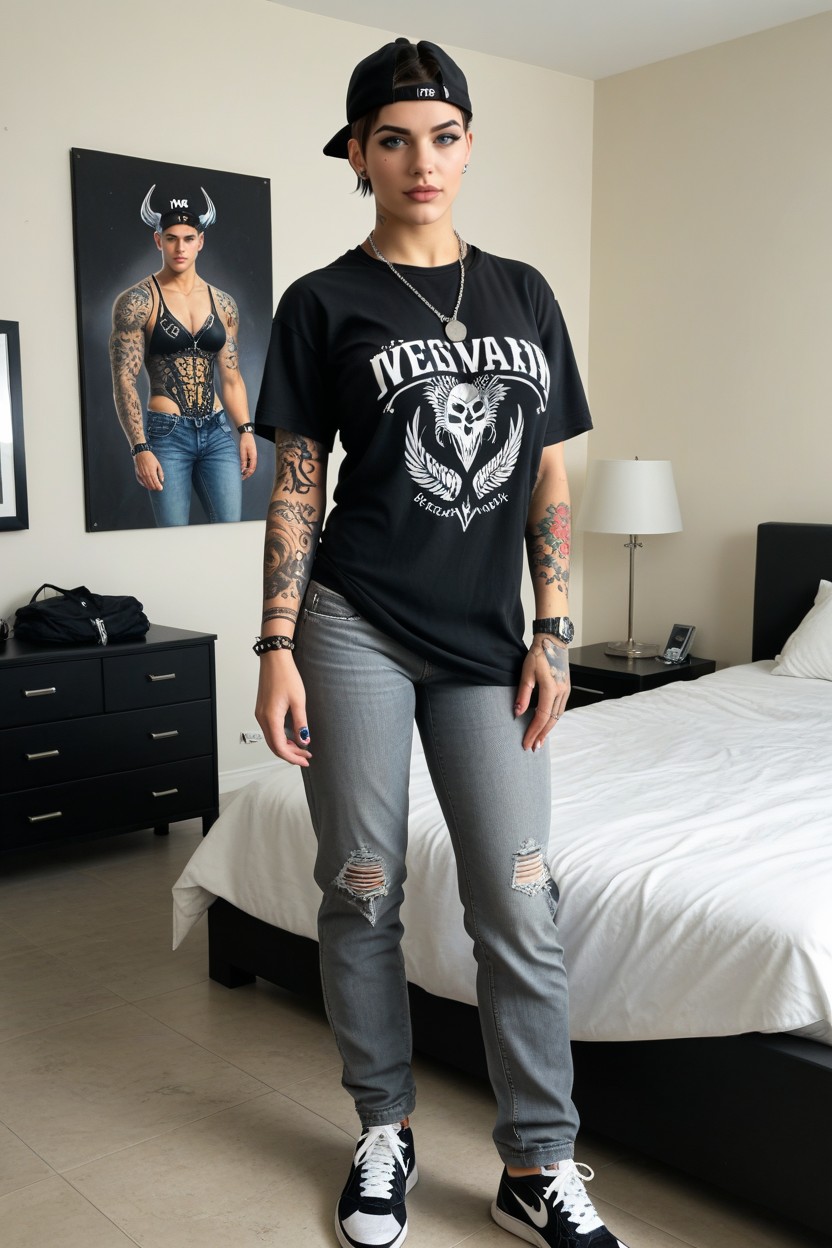 Skinny, Dragon Tattoos, Rounded Breast AI Porn