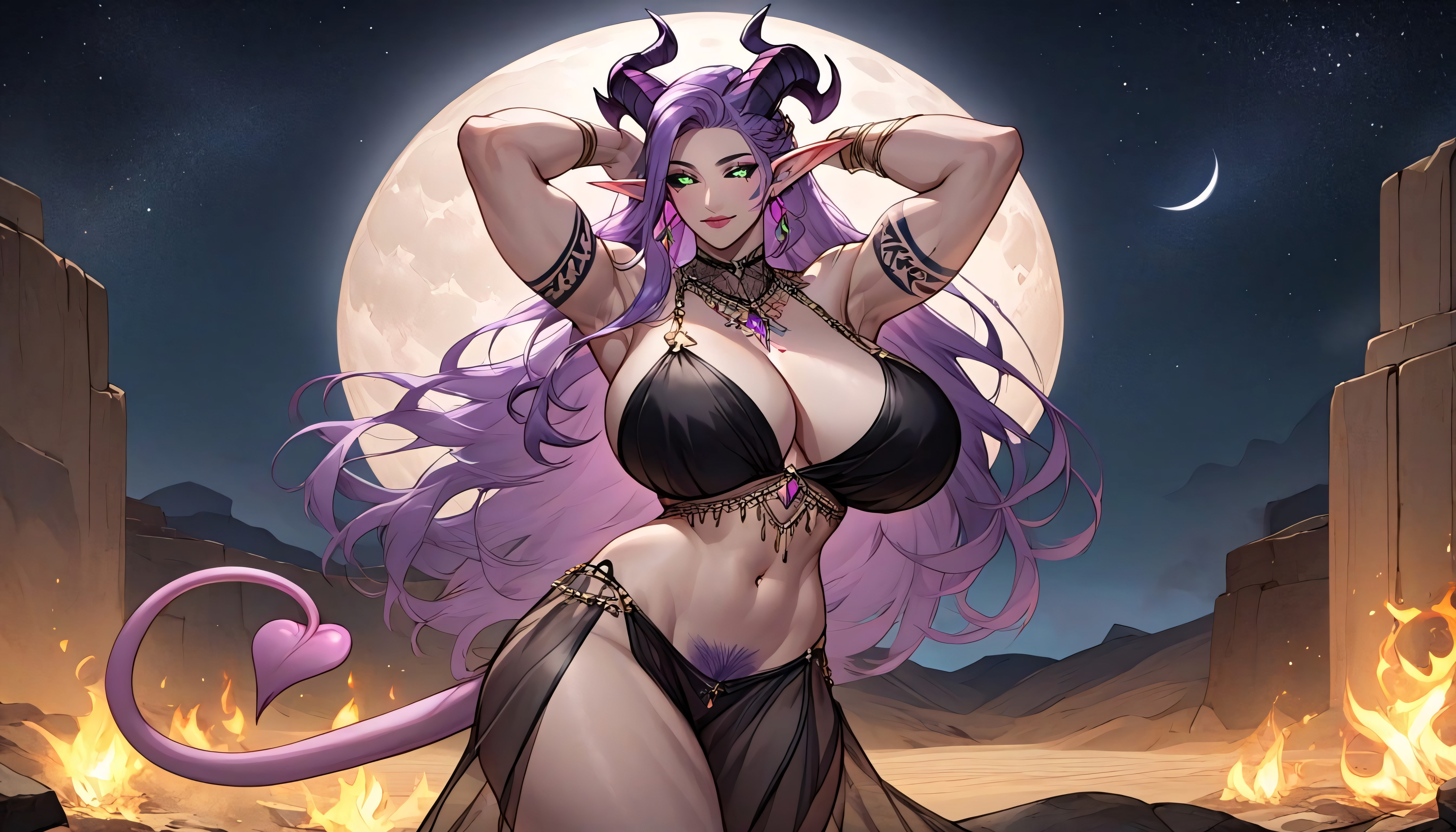 Massivebreasts, Purple Pubic Hair Stripe, Arms Up AI Porn