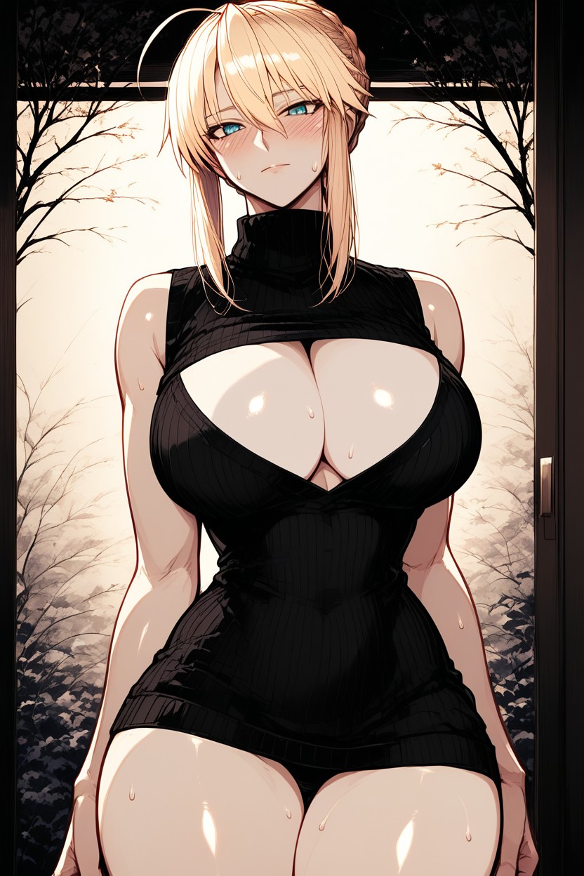 Big Rounded Ass, Detailed Eyes, Looking Up At Viewer Hentai AI Porn
