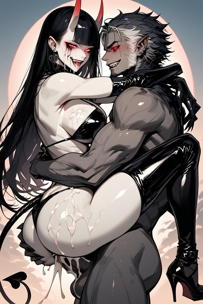 Hourglass Figure, Grinning, Heart Eyes Hentai AI Porn