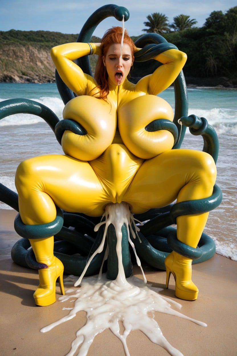 Massive Tentacles With Massive Circumference, Tentacle Deepthroat, Long Ponytail Haircut AI Porn