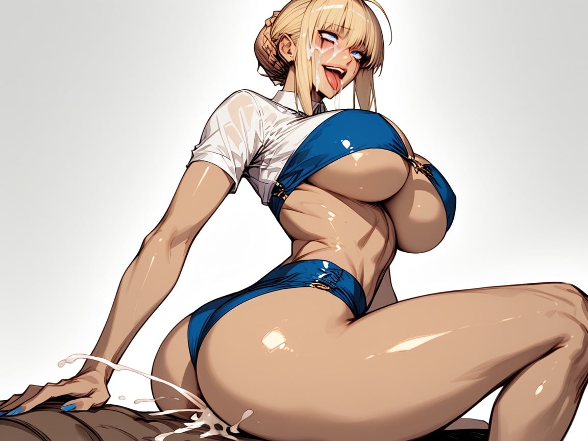 Side View, Cum On Tits, Excessive Cum On Face Hentai AI Porn