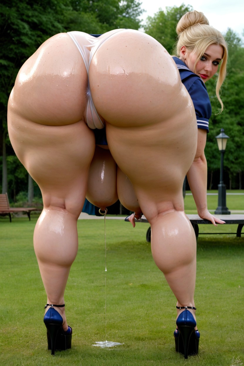 Hyper Fat Ass, Legs Wide Apart Position, Transparent Tight Sailor Uniform AI Porn