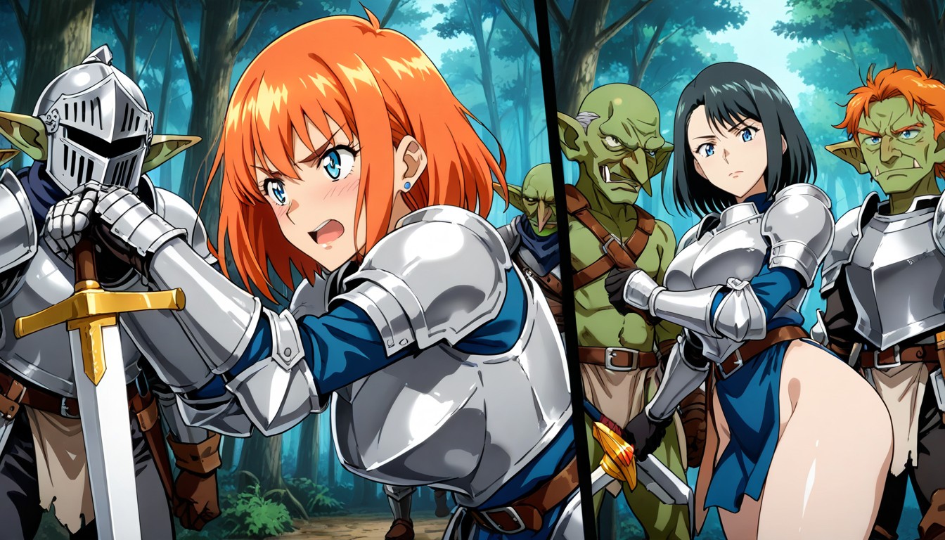 Female Knight Strikes The Goblins, Goblin Armed With Club, 18+ Hentai AI Porn