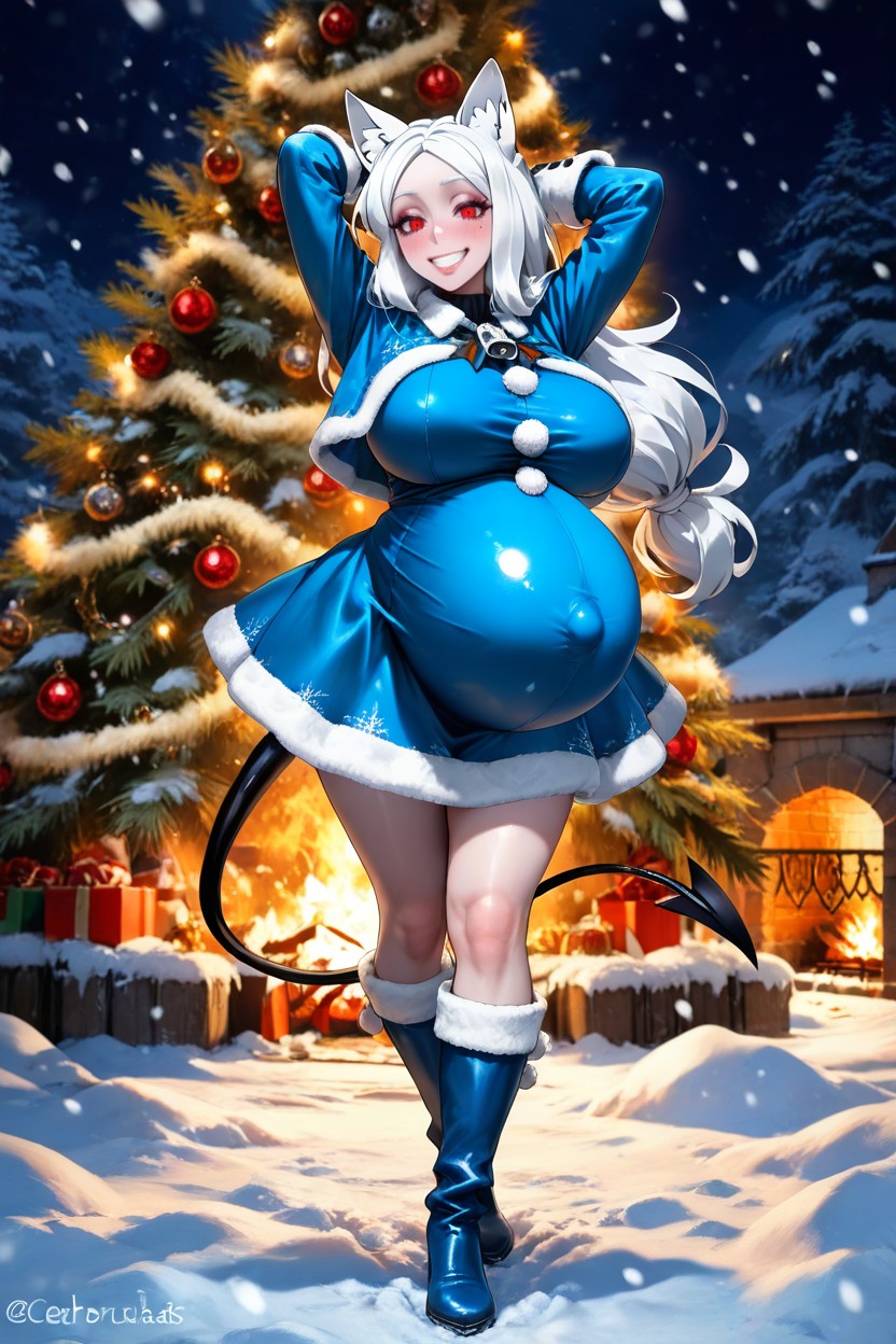 Blue Boots, Snow, Covered Belly AI Porn