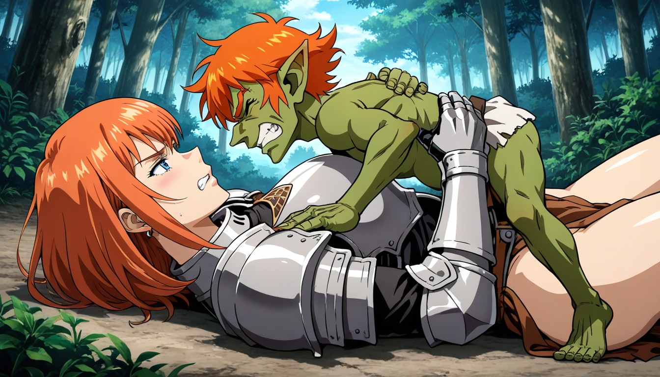 One Against One, Clenched Teeth, Goblin Above Female Knight Hentai AI Porn