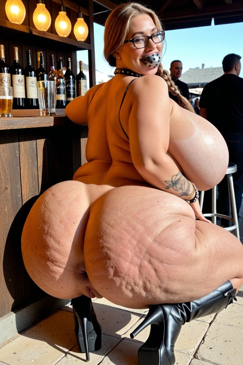Morbidly Obese Buttocks, Tattoo, Kneeling BBW AI Porn