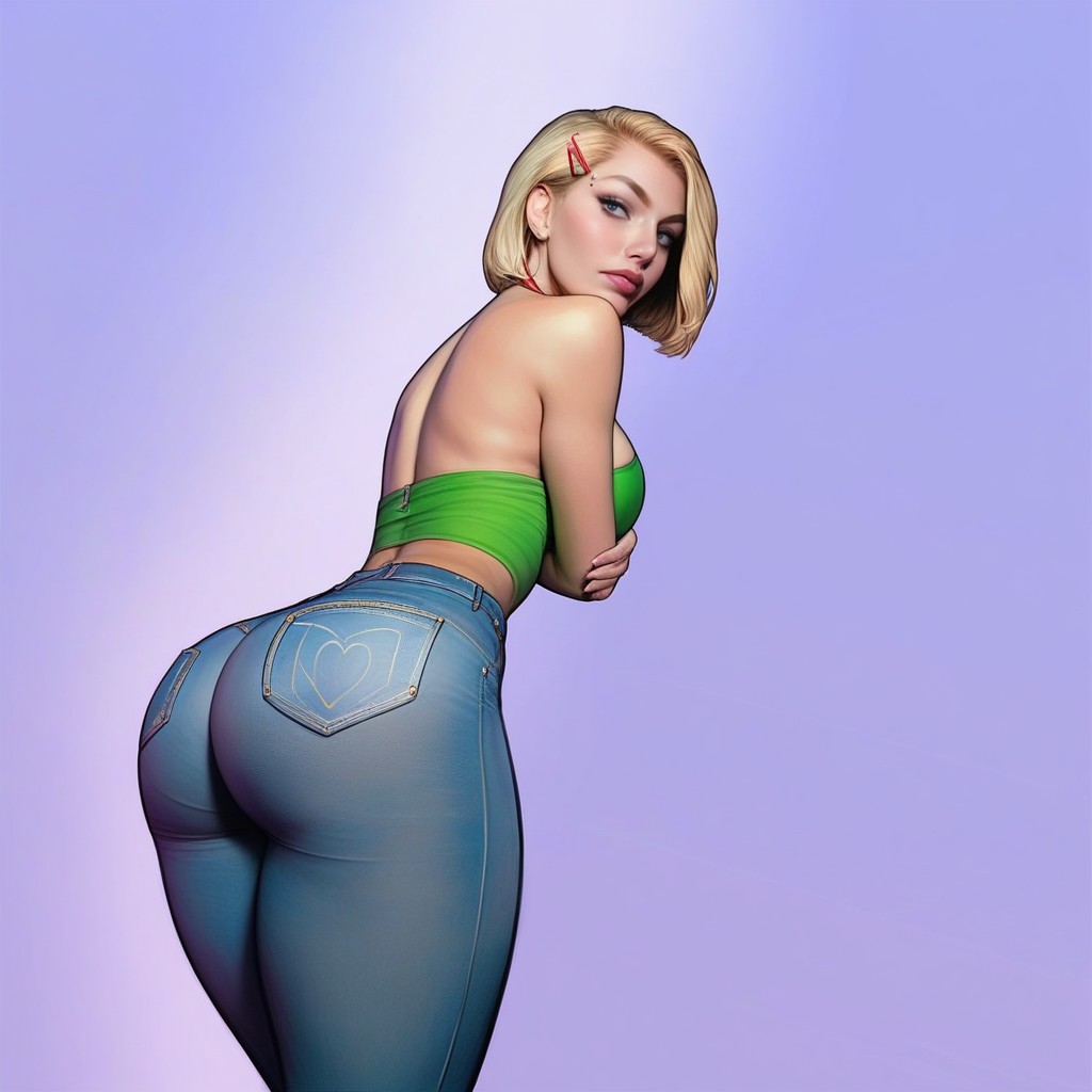 Looking Behind Her, Hourglass Figure, Big Breasts AI Porn