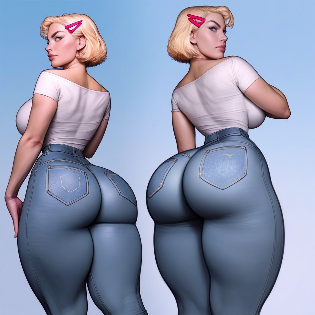Super Face, Blonde Hair, Sticking Out Her Buttocks AI Porn