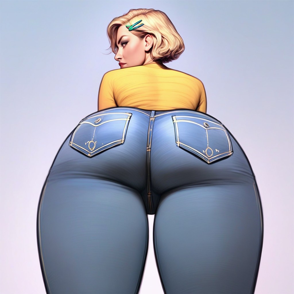 Bottom Up, Hair Clip, Rear View AI Porn