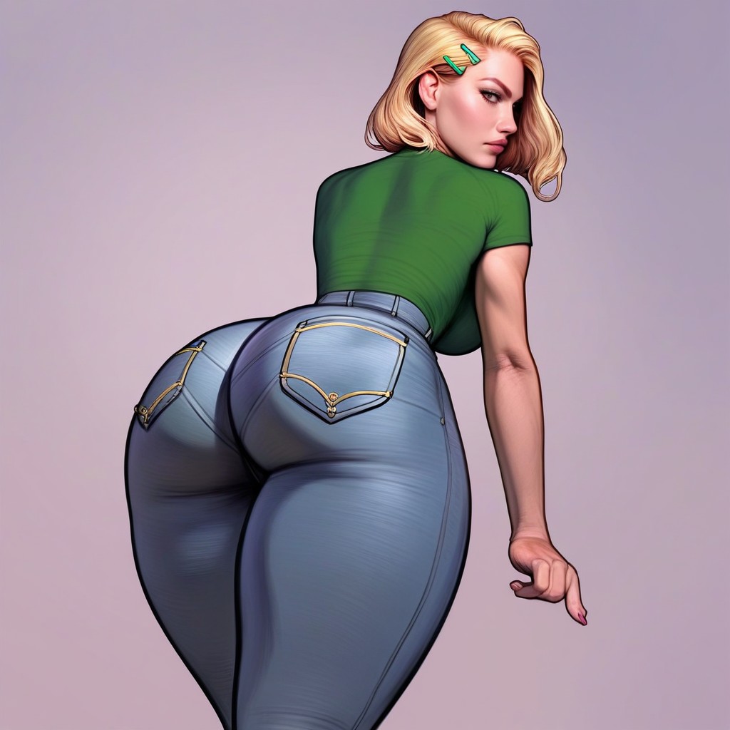Big Breasts, She Is Looking Behind Her, Angry AI Porn
