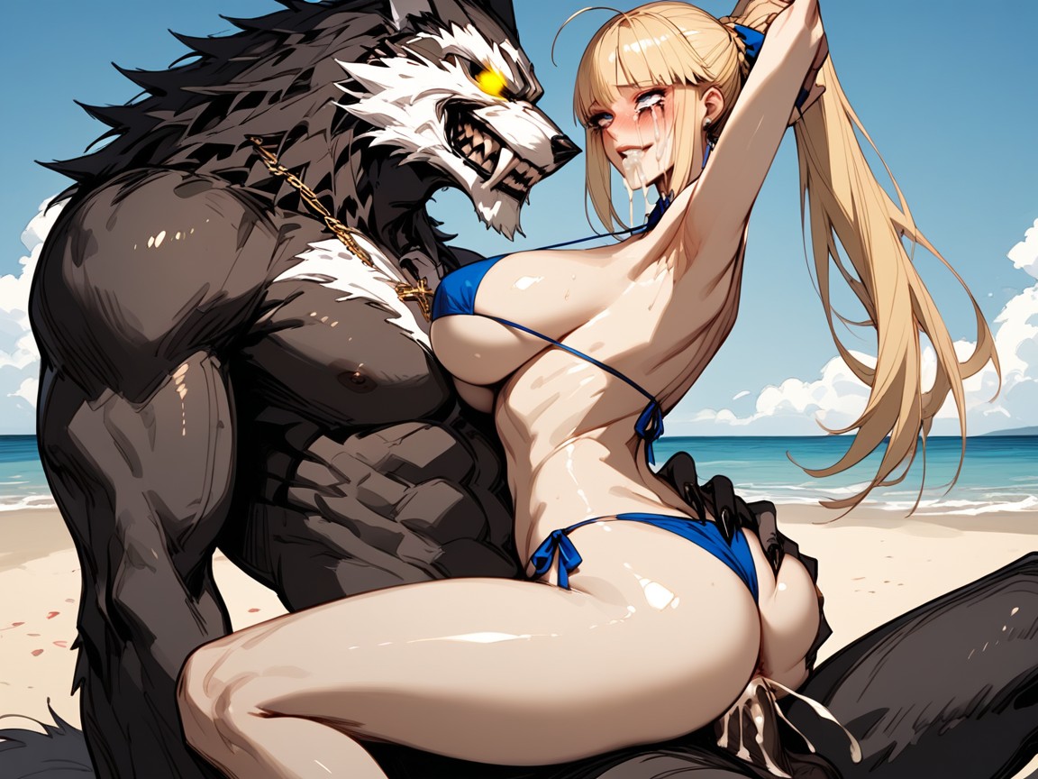 Blonde Hair, Grabbing Ass, Arched Back Hentai IA
