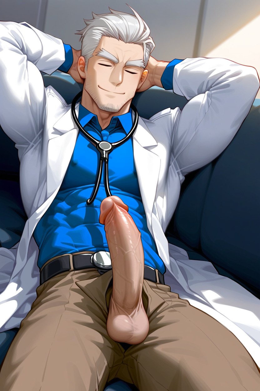 Man Lying On Couch, Couch, Smug Expression AI Gay Porn
