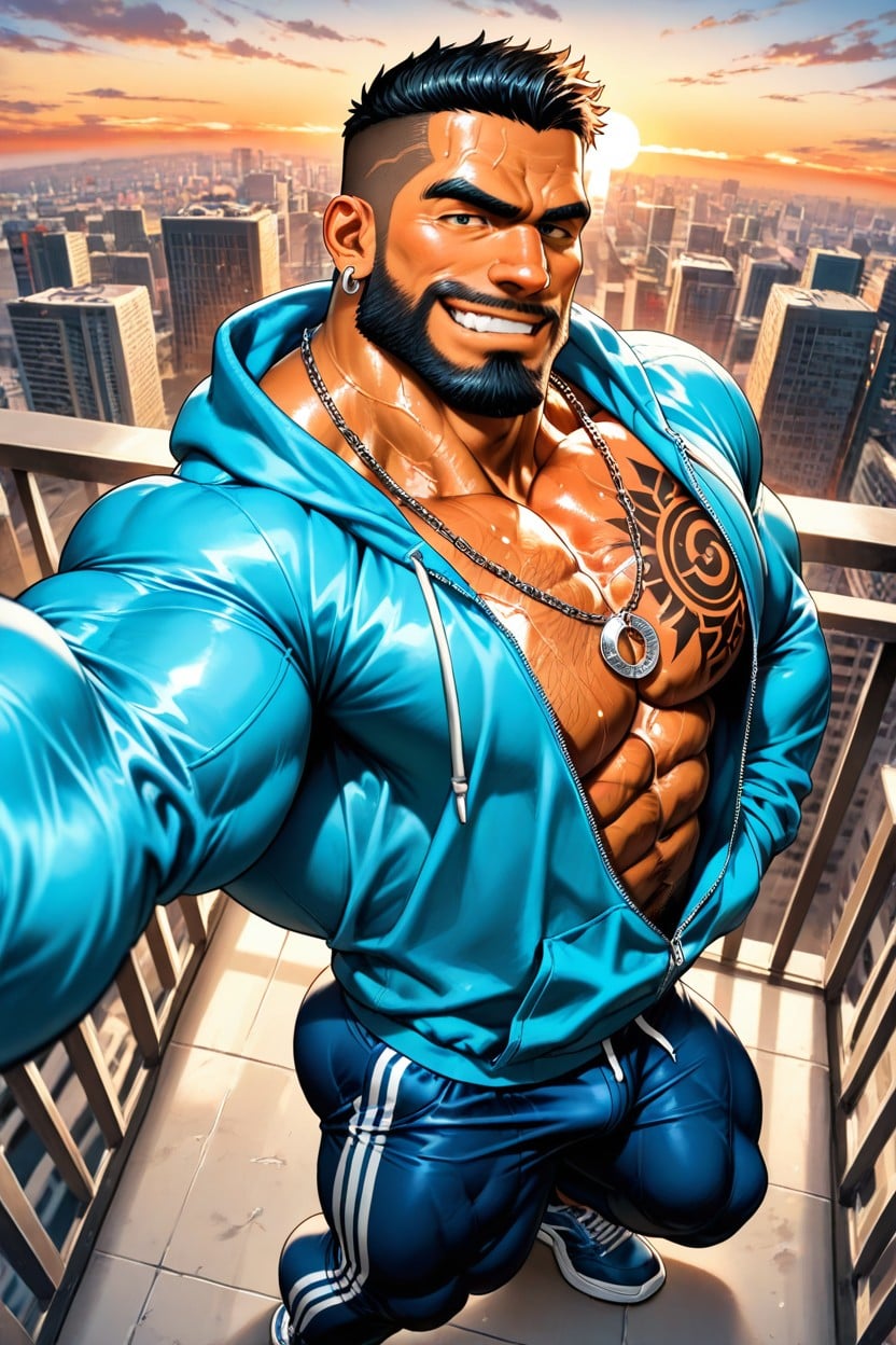 Hyper Muscular Body, Oversized Neck, Caveman AI Gay Porn