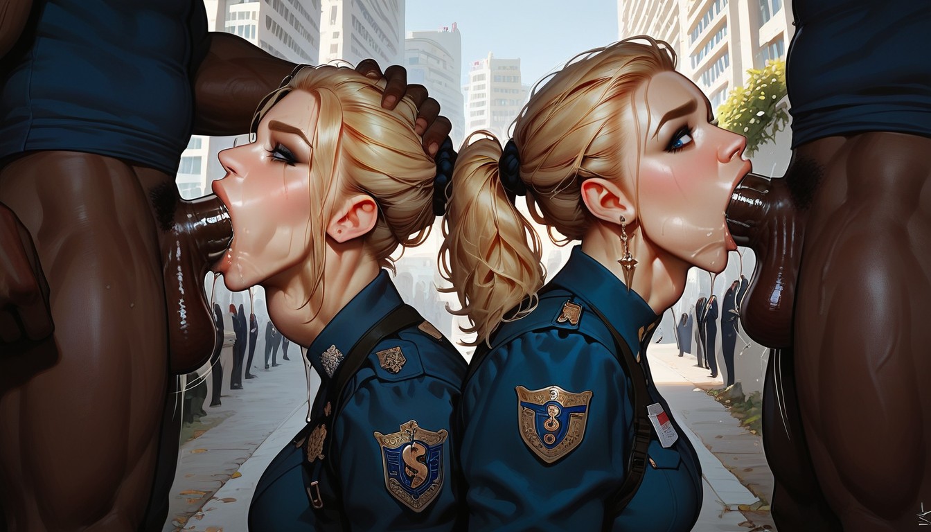 Dripping Saliva, Many People Watching, Badge Hentai AI Porn