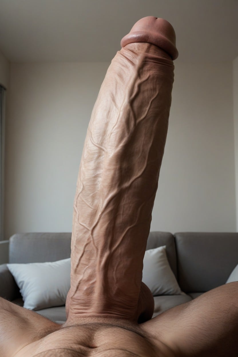 Side View, Hyper Flaccid Cock, Hyper Girth AI Gay Porn