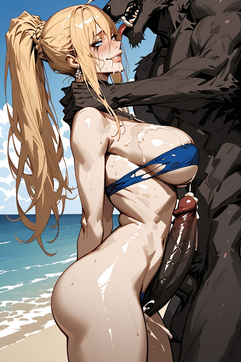 Blue Eyes Blonde Hair, Glowing Eyes, Detailed Eyes Hentai AI Porn