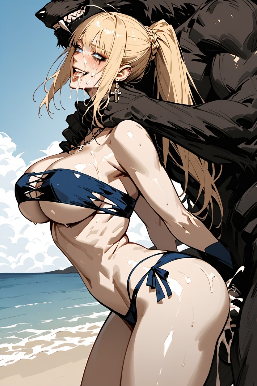 Large Chain Cross Necklace, Cum On Tits, Expressive Face Hentai IA