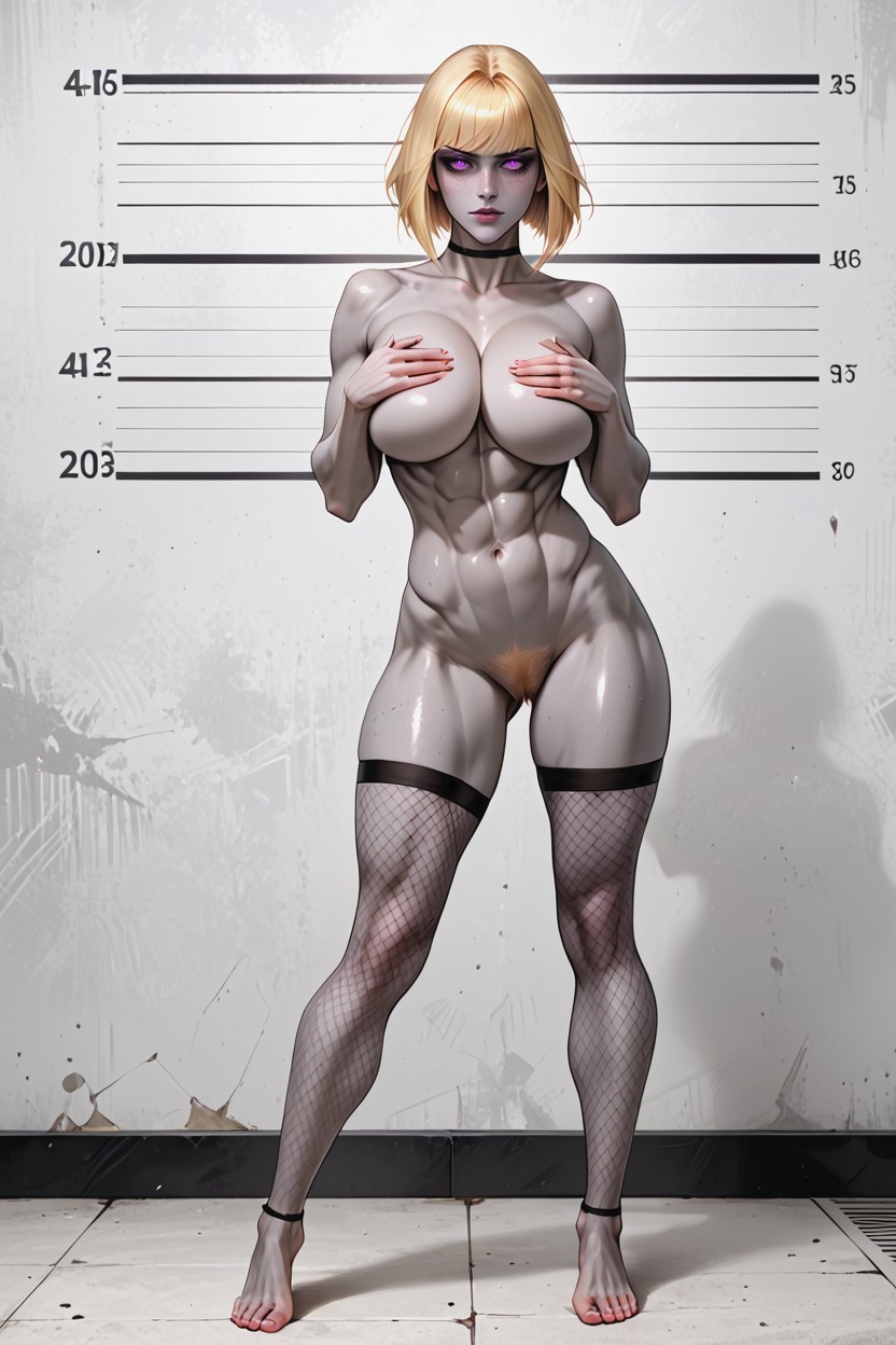 Fishnet Stockings, Nude, Detailed Face Hentai AI Porn