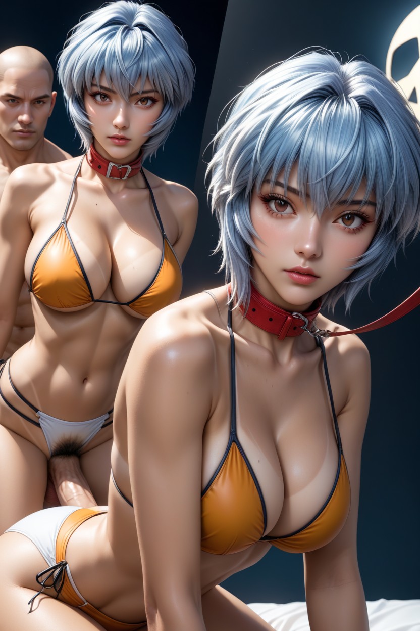 Bikini Tan Lines, Rei Ayanami, Bangs Hentai AI Porn
