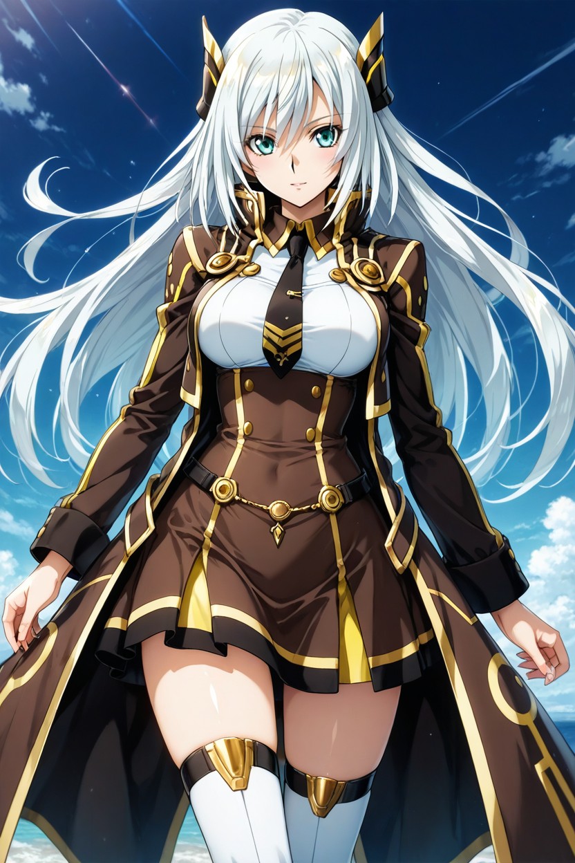 Anime Woman, Refined Anime Style, Black Chest Tie Detail Hentai AI Porn