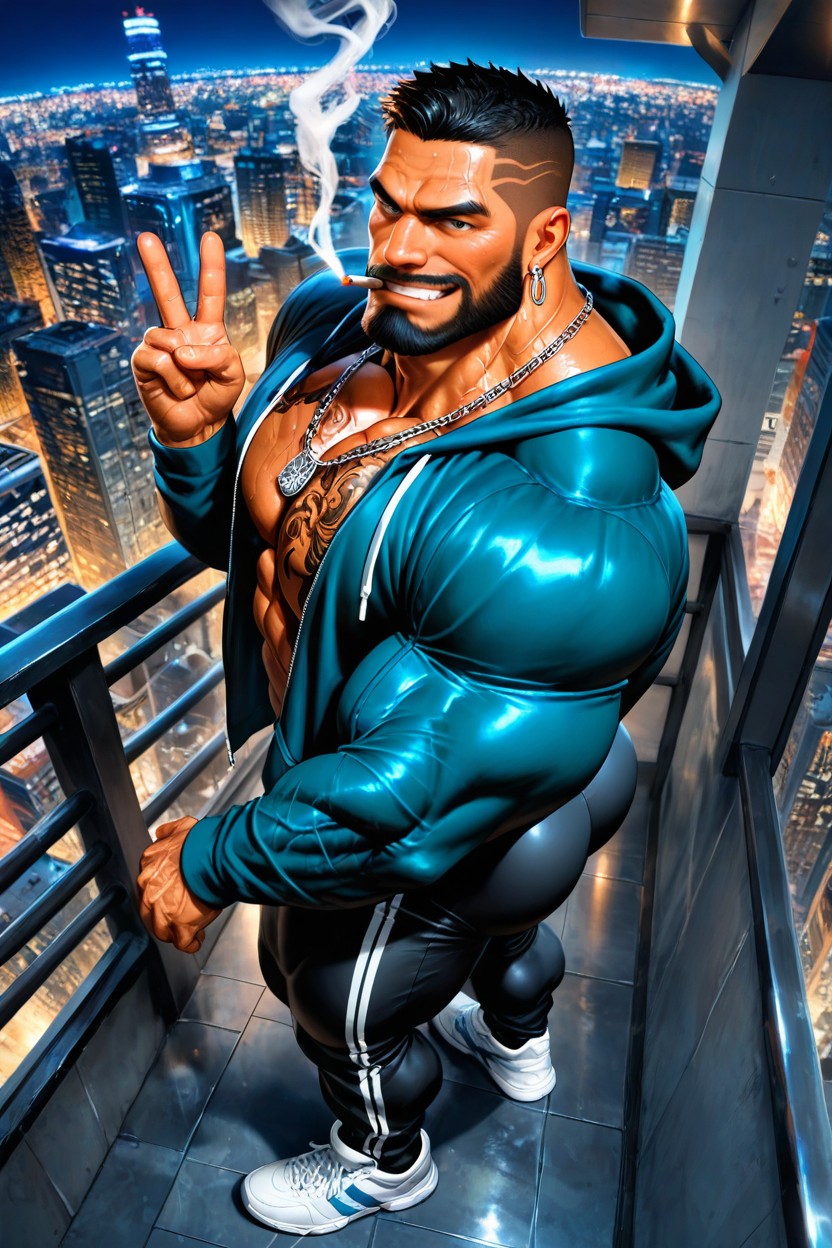 Big Adam's Apple, Steel Rings, Oversized Neck AI Gay Porn
