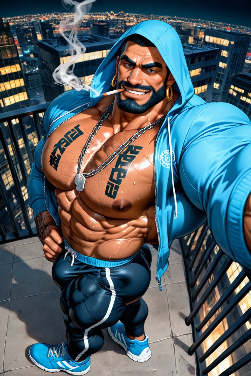 Big Necklaces, Long Sports Pants, Neck Wider Than Face AI Gay Porn