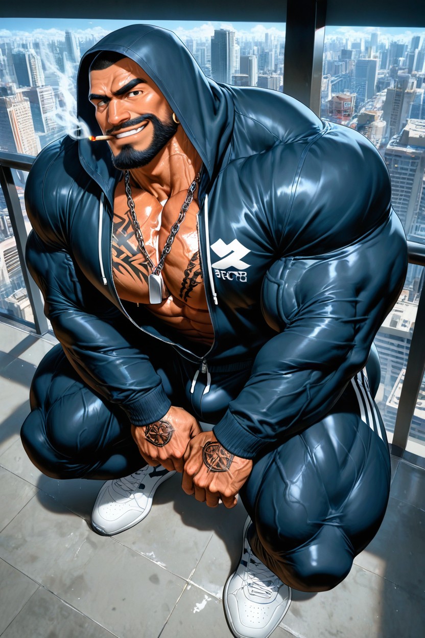 Smug Expression, Bara, Balcony AI Gay Porn