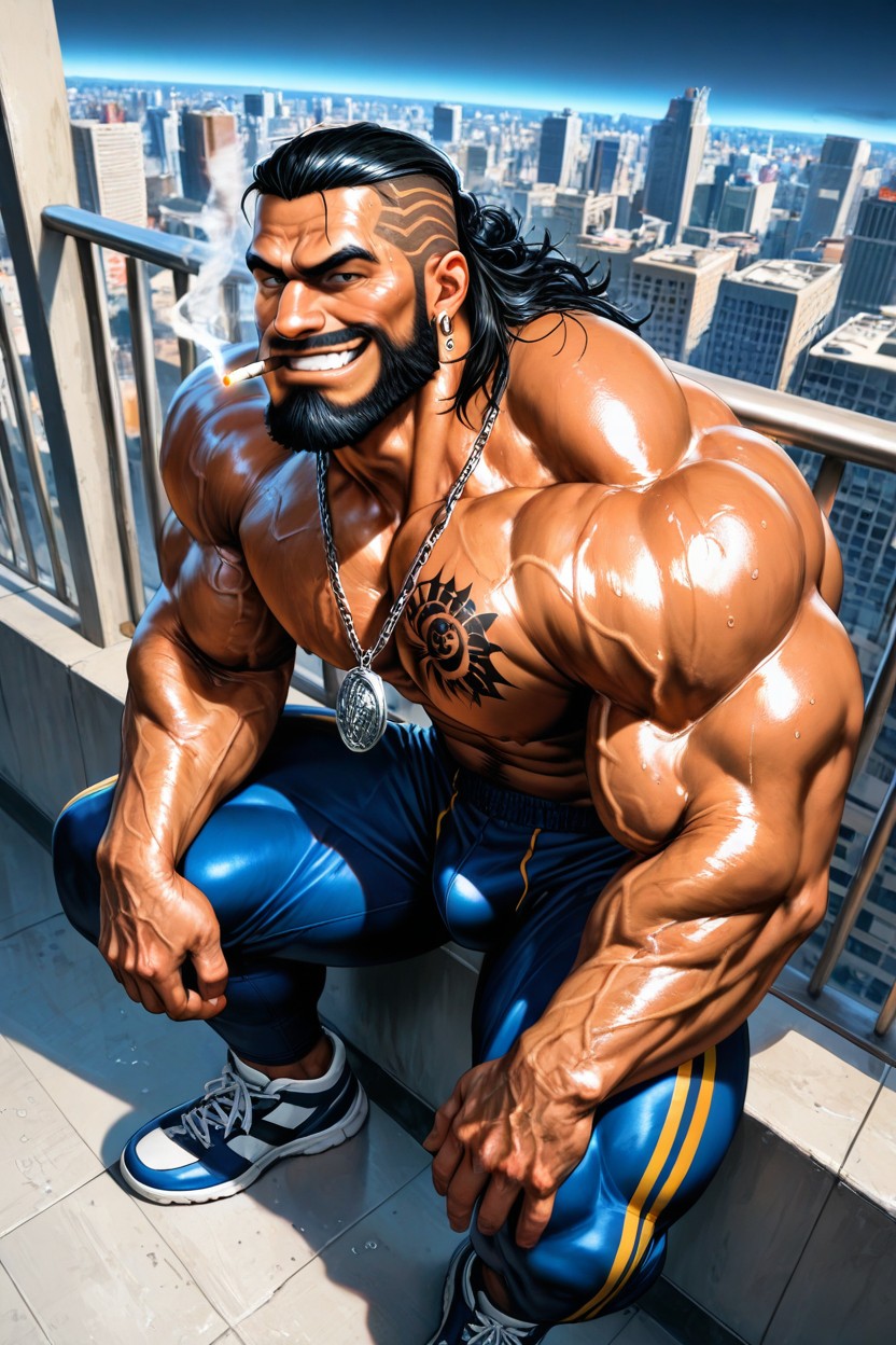 Vascular Muscles, Hyper Muscular Body, Smug Expression AI Gay Porn