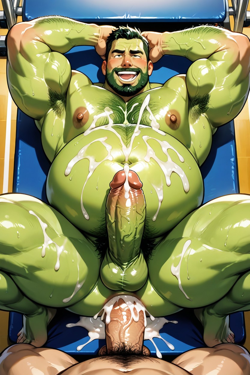 Completely Nude, Happy Trail, Belly Inflation AI Gay Porn