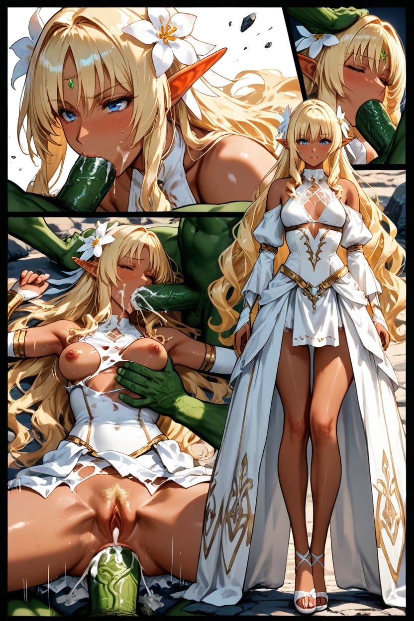 Canonical White Fantasy Outfit, Rock Stone Underground Cavern Setting, Expressive Motions Hentai AI Porn