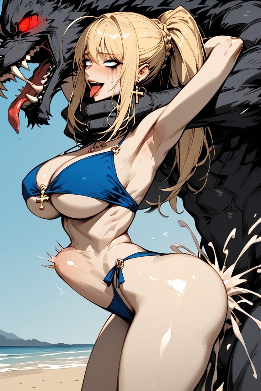 Happy, Waist, Blonde Hair Hentai AI Porn