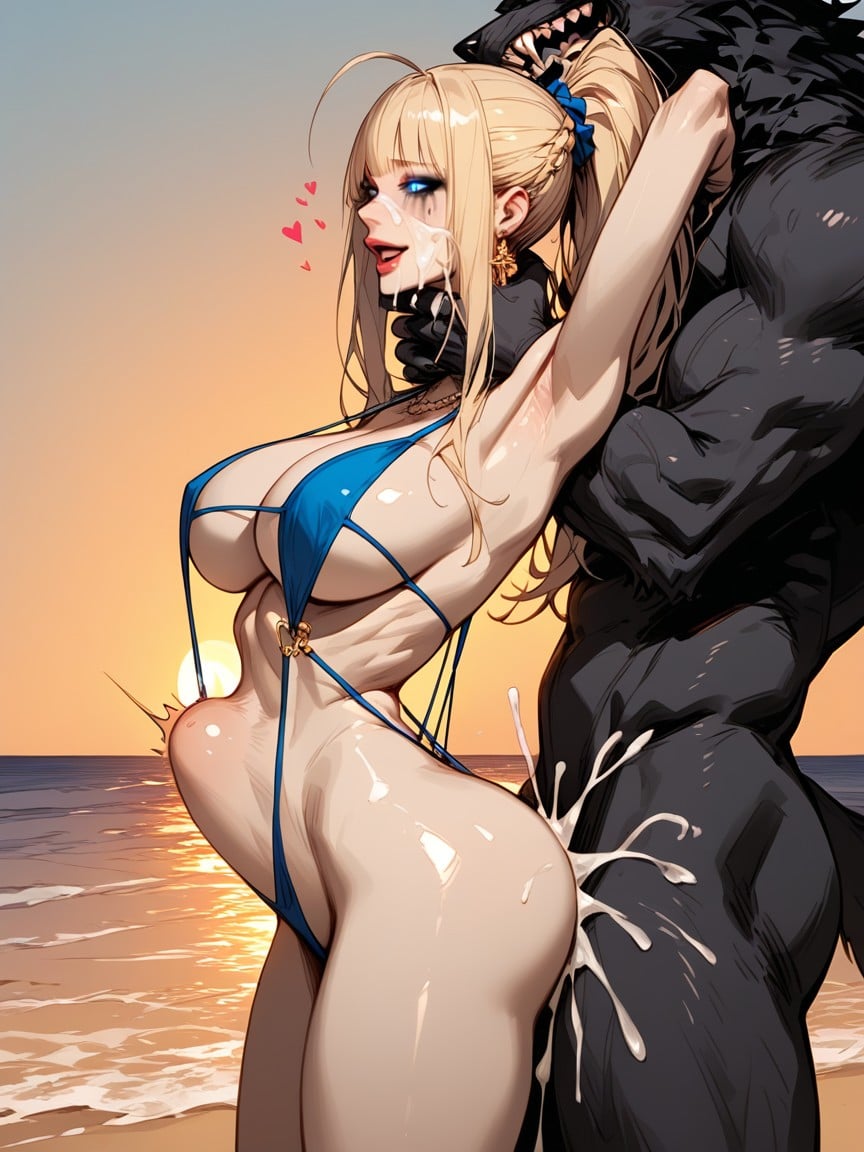 Glowing Eyes, Stomach Bulge, Cumshot Hentai AI Porn
