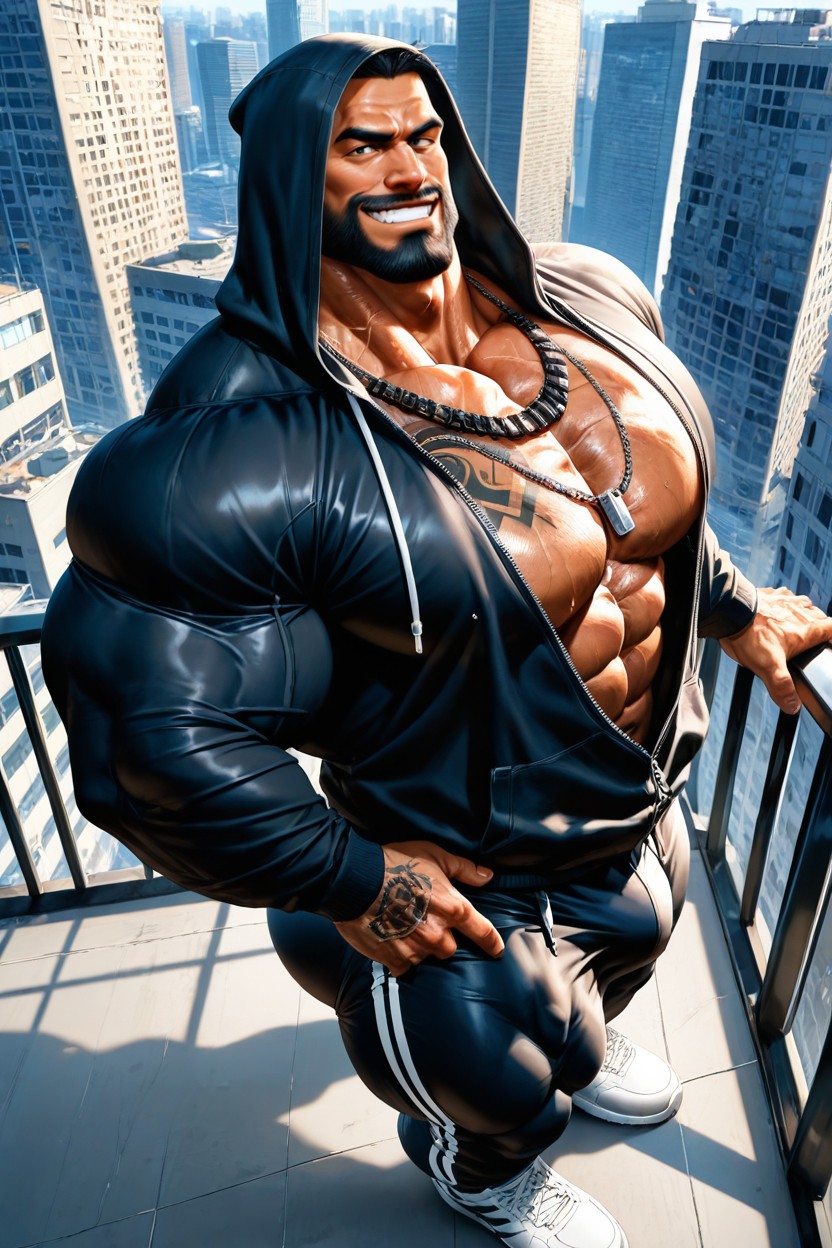 Sweaty, Long Strong Neck, Handsome AI Gay Porn