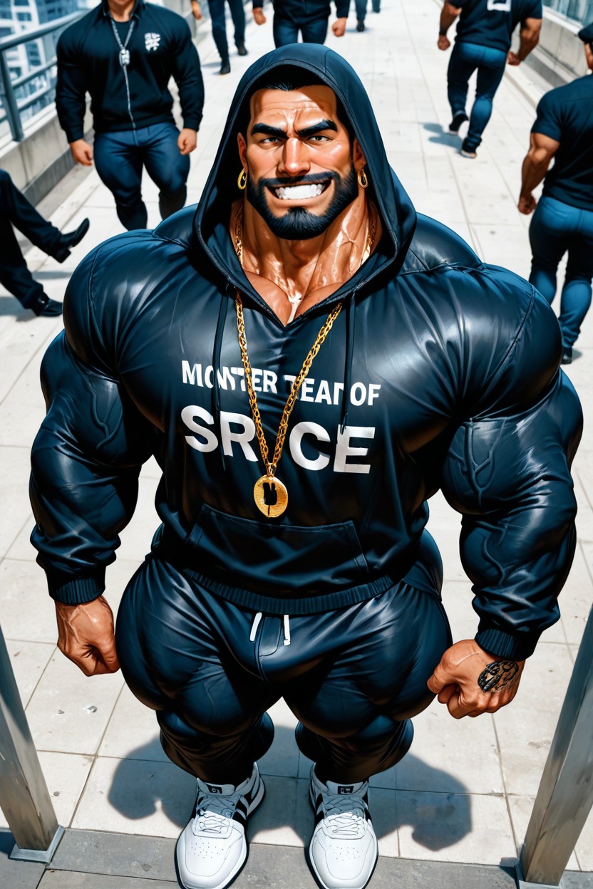 Long Strong Neck, Arabic Man, Dark Tanned Skin AI Gay Porn