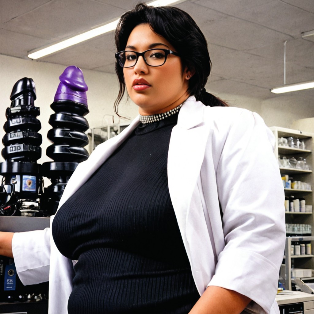 Plumper, Pale Skin, Many Sex Toys And Colossal Dildos On The Shelf BBW AI Porn