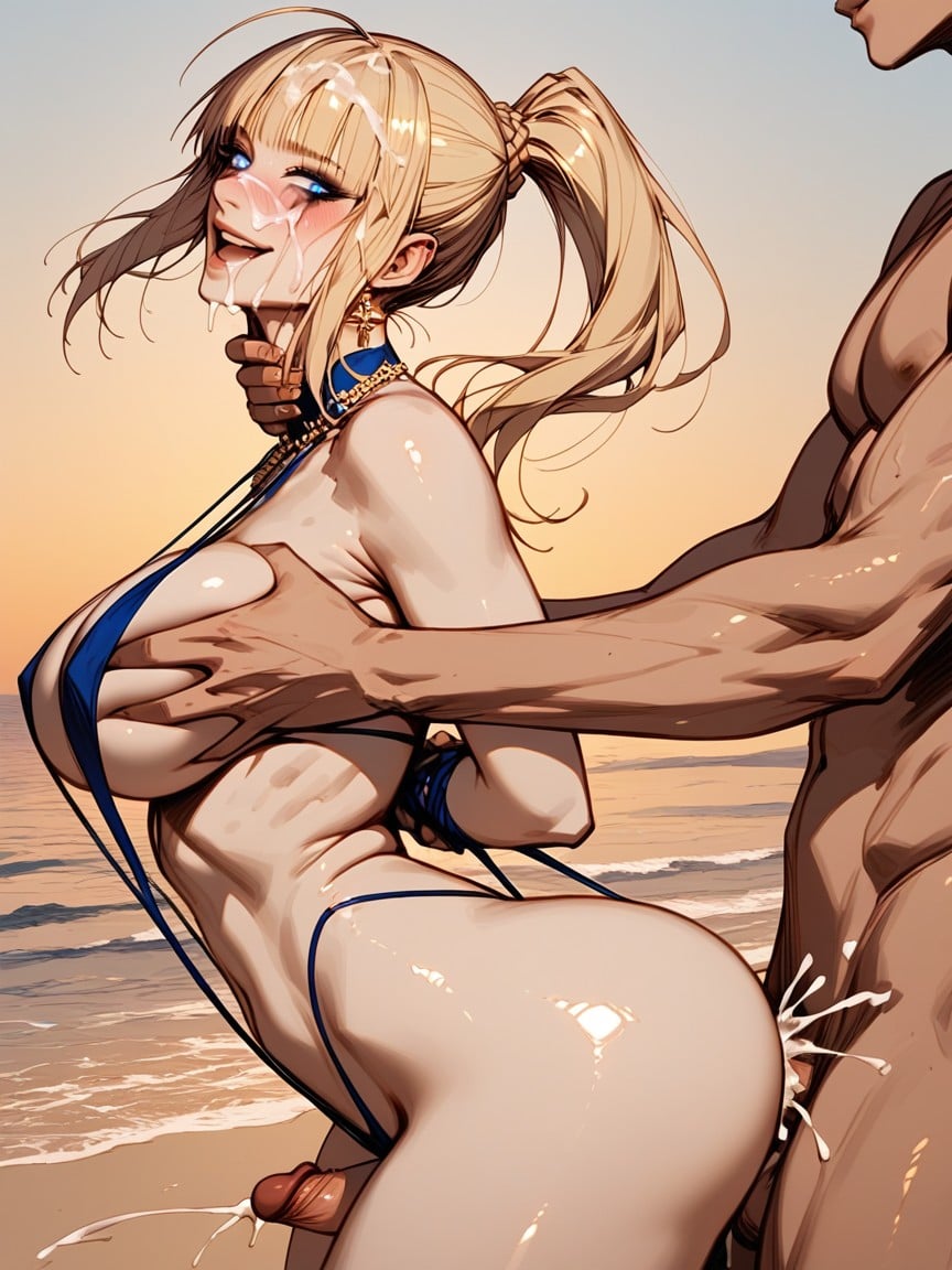 Large Cross Necklace, Underboob, Ahegao Hentai AI Porn