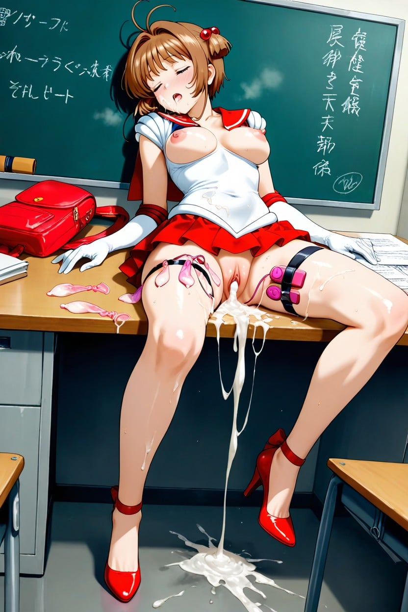 Massive Cum In Legs, View From The Front, Upskirt Hentai AI Porn