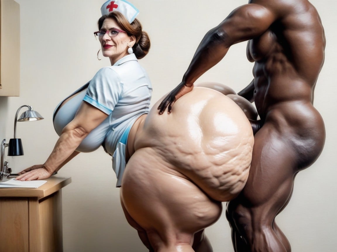 Oiled Ass, Nurse, Multi Colored Hair AI Porn