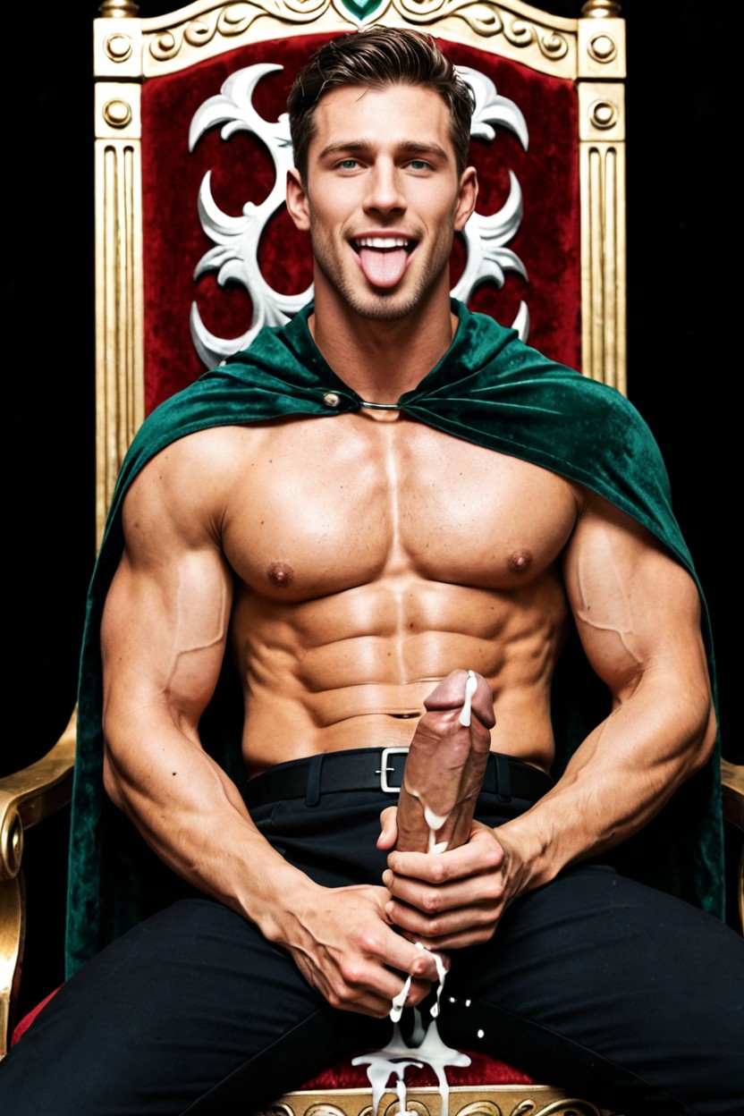 Tongue Out, Black Hair, Pants Out AI Gay Porn