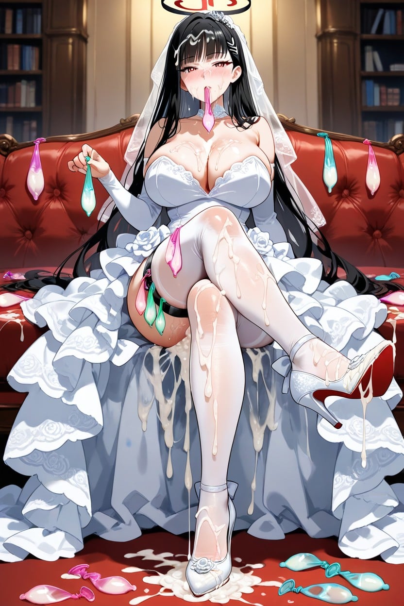 A Lot Ring Used Condom Thigh Circumference, Medium Ass, Skinny Hentai AI Porn
